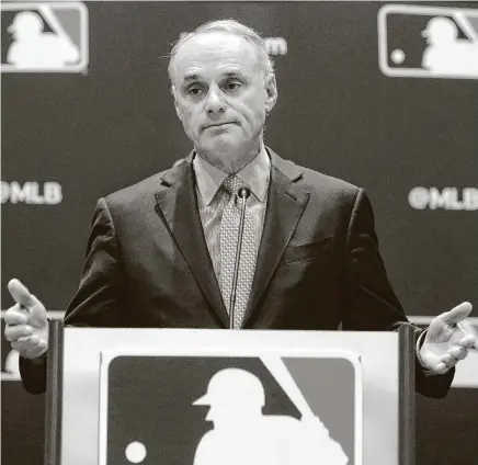  ?? LM Otero / Associated Press ?? MLB commission­er Rob Manfred is becoming the face of baseball’s failure to return to play and his handling of the sign-stealing scandals continues to draw criticism.