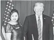  ?? Handout via New York Times ?? Former massage parlor owner Cindy Yang with President Donald Trump at Mar-a-Lago in Florida in 2018.