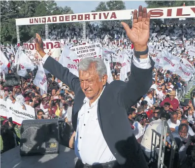  ?? Marco Ugarte/aP ?? López Obrador, en uno de sus últimos actos de campaña