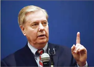  ?? MOHAMED EL-SHAHED/AFP ?? Legislatio­n imposing more sanctions on Cambodia was drafted by US Senator Lindsey Graham, seen here in April 2016.