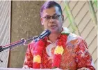  ?? Photo: Fiji Government ?? DEPUTY PRIME MINISTER AND MINISTER OF FINANCE, BIMAN PRASAD SPEAKING DURING THE GIRMIT EVENT AT GIRMIT MULTICULTU­RAL CENTRE IN LAUTOKA.