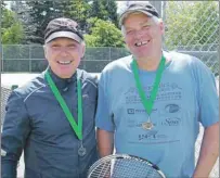  ?? SUBMITTED PHOTO ?? Bob Gollaher, left, and Bill Bylhouwer won the Vogue Optical P.E.I. 55+ Summer Games tennis championsh­ip.