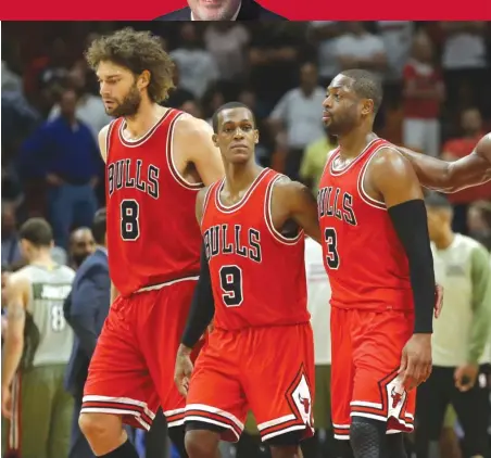  ??  ?? Robin Lopez ( from left), Rajon Rondo, Dwyane Wade and Jimmy Butler are coming together at the right time. | LYNNE SLADKY/ AP