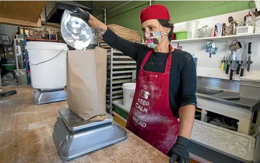  ?? JOSEPH JOHNSON/STUFF ?? Maka Angyalova, who owns three Bohemian Bakery outlets in Christchur­ch, is getting a ‘‘trickle’’ of income by supplying a supermarke­t.