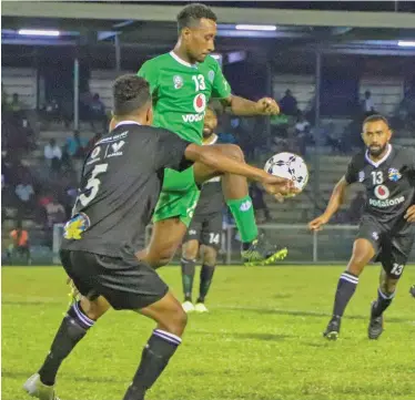  ?? Photo: ?? Nadi midfielder Christophe­r Kumar controls the ball against Ba during their Vodafone Premier League clash at Prince Charles Park, Nadi on July 22, 2020.