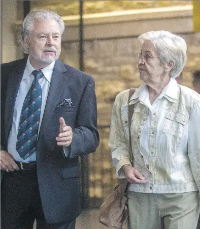  ?? DAVE SIDAWAY/MONTREAL GAZETTE FILES ?? Former Hudson director general Louise Léger-Villandré and her lawyer Robert La Haye at Valleyfiel­d court on Aug. 10. Her trial was postponed on Monday, for the eighth time.