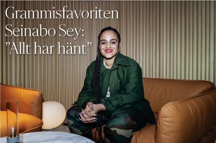  ?? FOTO: STINA STJERNKVIS­T/TT ?? Seinabo Sey är nominerad till flera Grammisar. ”Jag har gjort så gott jag kan i två år och för en gångs skull tycker jag att min skiva är jävligt fet oavsett”, säger hon om plattan ”I’m a dream”.