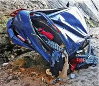  ??  ?? Mangled wreck: The back of the Hyundai i20