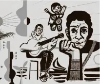  ?? Arquivo pessoal ?? Esboço de grafite sobre João Gilberto que artista Speto fará no Irã; projeto terá R$ 1,5 milhão