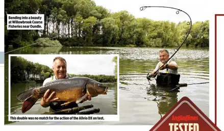  ??  ?? Bending into a beauty at Willowbroo­k Coarse Fisheries near Oundle.