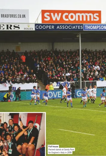  ??  ?? Full house
Packed stands at Sandy Park for England v Italy in 2019