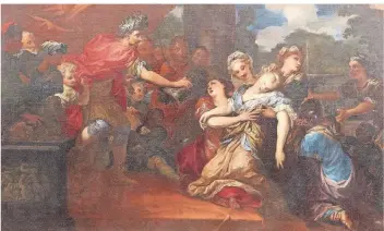  ?? FOTO: TOM LUCAS /MNHALUXEMB­OURG ?? „Esther mit Ahasverus“von Pietro Dandini aus den 1690er Jahren. Der persische Herrscherk­önig nimmt – nach der Verstoßung seiner Hauptfrau – die Jüdin Esther zur Frau.