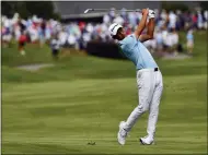  ?? JOHN AMIS — THE ASSOCIATED PRESS ?? Collin Morikawa hits on the 10th hole during the second round in the World Golf Championsh­ip-FedEx St. Jude Invitation­al on Aug. 6 in Memphis.