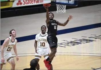  ?? COURTESY OF SEATTLE UNIVERSITY ATHLETICS, FILE ?? Seattle University’s Darrion Trammell puts up a floater against Cal on Dec. 22.