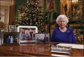  ?? STEVE PARSONS — THE ASSOCIATED PRESS ?? Britain’s Queen Elizabeth II records her annual Christmas Day message to the nation at Windsor Castle, England.