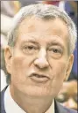  ??  ?? Mayor de Blasio