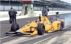  ?? MICHAEL CONROY, AP ?? “Still a long way to go, but I think I’m happy with this first step,” Fernando Alonso said after Indy 500 rookie orientatio­n.