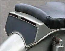  ??  ?? Left: Neat-looking seat has a separate pillion section moulded in