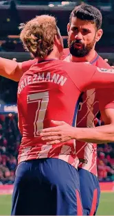  ??  ?? Antoine Griezmann (27 anni) e Diego Costa (29)