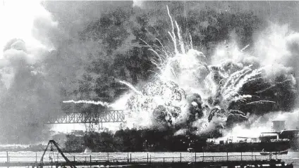  ?? Associated Press file photo ?? In this U.S. Navy photo, the USS Shaw explodes after being hit by bombs during Pearl Harbor. We have forgotten the lessons of Pearl Harbor in an increasing­ly threatenin­g world.