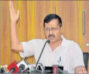  ?? PTI ?? Delhi Chief Minister Arvind Kejriwal addresses a press conference at his residence in New Delhi on Monday.