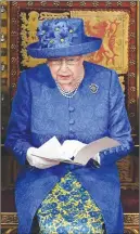  ?? AP PHOTO ?? Britain’s Queen Elizabeth II makes a speech in the House of Lords at the official State Opening of Parliament in London yesterday.