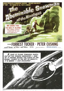  ??  ?? TOP: A poster for Hammer’s The Abominable Snowman, written by Nigel Kneale. ABOVE: A typical panel from Sydney Jordan’s ‘Jeff Hawke’ newspaper strip.