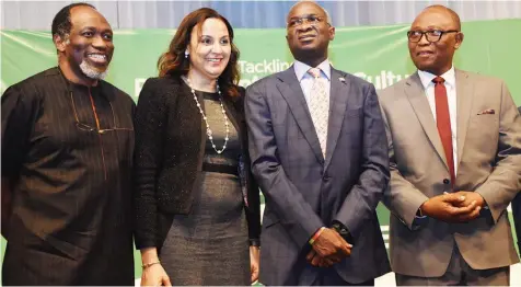  ??  ?? Group Managing Director of the Internatio­nal Facilities Services (IFS), Dr. Tunde Ayeye (left); Director, Developmen­t Bank of Nigeria, Clare Omatseye; Minister of Power, Works and Housing, Tunde Fashola and CMD, Lagos University Teaching Hospital and...