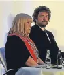  ??  ?? Top: A SpaceX rocket lifts off. Above: Chris van der Kuyl listens to a point being made by Joanne Casey of Mactaggart & Mickel Homes at the IoD Scotland annual conference.