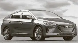  ?? Hyundai photos ?? All new for 2017 is the Hyundai Ioniq Hydrid. It will be offered in two other versions: a pure electric (EV) and a plug-in hybrid. The regular gasoline-electric hybrid, shown here, is already on sale nationwide with a starting price of $22,200.