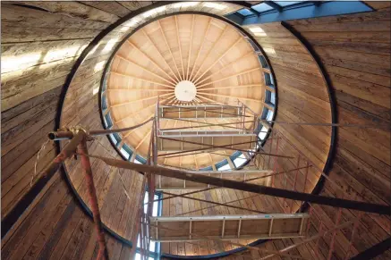  ?? H John Voorhees III / Hearst Connecticu­t Media ?? A silo in a building under constructi­on will be the view from a waiting area at High Watch Recovery Center in Kent.