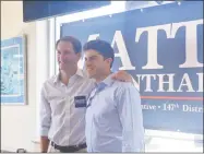  ?? Emilie Munson / Hearst Connecticu­t Media ?? U.S. Rep. Jim Himes, left, endorsed Matt Blumenthal for state representa­tive for the 147th District at the Springdale Diner in Stamford on Saturday.