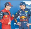  ?? FOTO: FLORENT GOODEN/IMAGO ?? Charles Leclerc (links) und Max Verstappen.