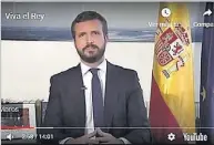  ??  ?? Pablo Casado, presidente del PP, apoyando al Monarca.