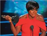  ??  ?? US actress Viola Davis delivers a speech on stage after she won the award for Best Supporting Actress in ‘Fences’.