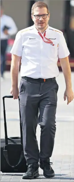  ??  ?? Andreas Seidl, jefe de McLaren, en el paddock de Abu Dhabi.