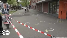 ?? ?? Police secured 19 shell casings at the crime scene where four were injured on the streets of Duisburg Wednesday