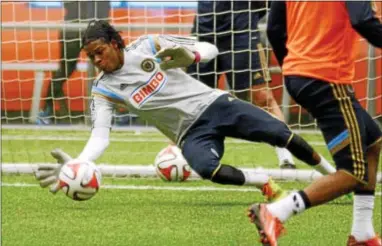  ?? GENE WALSH — 21ST CENTURY MEDIA ?? Andre Blake is expected to start in goal for the Union today against the Red Bulls.