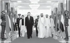  ??  ?? (From left) Chinese first lady Peng Liyuan, Chinese President Xi Jinping, Crown Prince of Abu Dhabi, UAE’s Vice-President, Prime Minister, Ruler of Dubai and Minister of Defence Sheikh Mohamed bin Rashid Al Maktoum and Deputy Supreme Commander of the UAE Armed Forces Sheikh Mohamed bin Sayed Al Nahyan arrive at the Presidenti­al Airport prior to a meeting in Abu Dhabi on July 19. — AFP photo