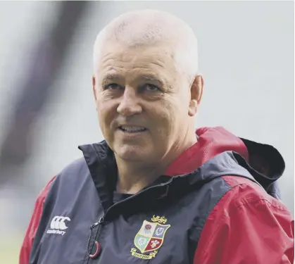  ??  ?? 2 Lions head coach Warren Gatland is a man who likes to go with familiarit­y, with only 18 players to be used in these three Tests, the lowest total since 2001.