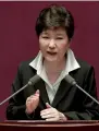  ?? AP ?? Park Geun-hye during her speech at the National Assembly in Seoul —