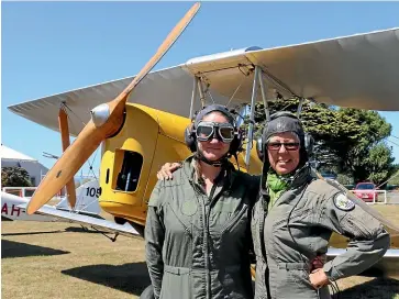  ??  ?? Amanda Rutland, of Christchur­ch, and Jeanette Lei, of Taumarunui, flew this 1941 Tiger Moth to the annual meeting of the Tiger Moth Club of NZ in Ha¯ wera at the weekend.