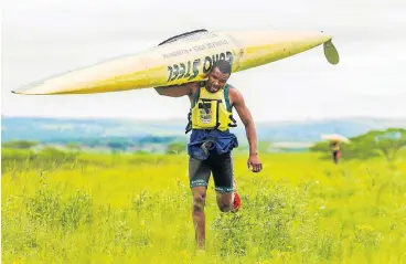  ?? /Anthony Grote/Gameplan Media ?? Eyeing history: Sbonelo Khwela is a title contender and plans to hit his rival hard on land. He is also aiming to make history by becoming the first black man to win the Dusi K1 title.