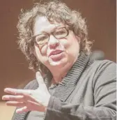  ?? | ROBIN SCHOLZ/ THE NEWS- GAZETTE VIA AP ?? U. S. Supreme Court Justice Sonia Sotomayor speaks Monday at the University of Illinois in Urbana.