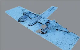  ??  ?? In this photo from Harvey Mudd College, a 3-D reconstruc­tion of a World War II plane wreckage off the coast of Malta.