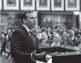  ?? SCOTT KEELER Tampa Bay Times ?? Rep. Chris Sprowls, R-Palm Harbor, addresses members of the Florida House and the Florida Cabinet on Nov. 20, 2018, in Tallahasse­e during the 2018 Florida House organizati­on session.