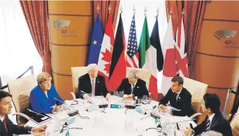  ??  ?? La política exterior sería el centro de la cumbre del G7 ayer, con reuniones sobre Siria, Libia, Corea del Norte, Afganistán y Pakistán. En la agenda del encuentro de dos días se incluyen discusione­s sobre economía global y clima.