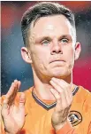  ??  ?? New Saints boss Callum Davidson, top, will be wary of Dundee United dangerman Lawrence Shankland.