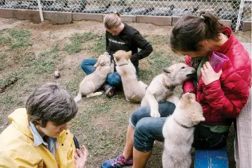  ??  ?? DesDe la izquierda, Kathryn Lord, Michele Koltookian y Diane Genereux, en Zoo Académie, una combinació­n entre zoológico y lugar de entrenamie­nto en Nicolet, Quebec