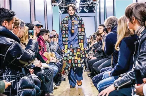  ?? TOM JAMIESON/THE NEW YORK TIMES ?? A model wearing JW Anderson at a show during London Fashion Week Men’s on January 8.